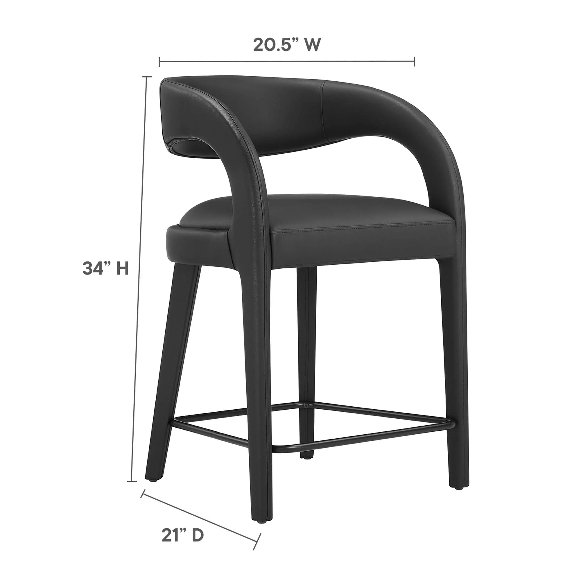 Pinnacle Vegan Leather Counter Stool Set of 2 by Modway - Image 12