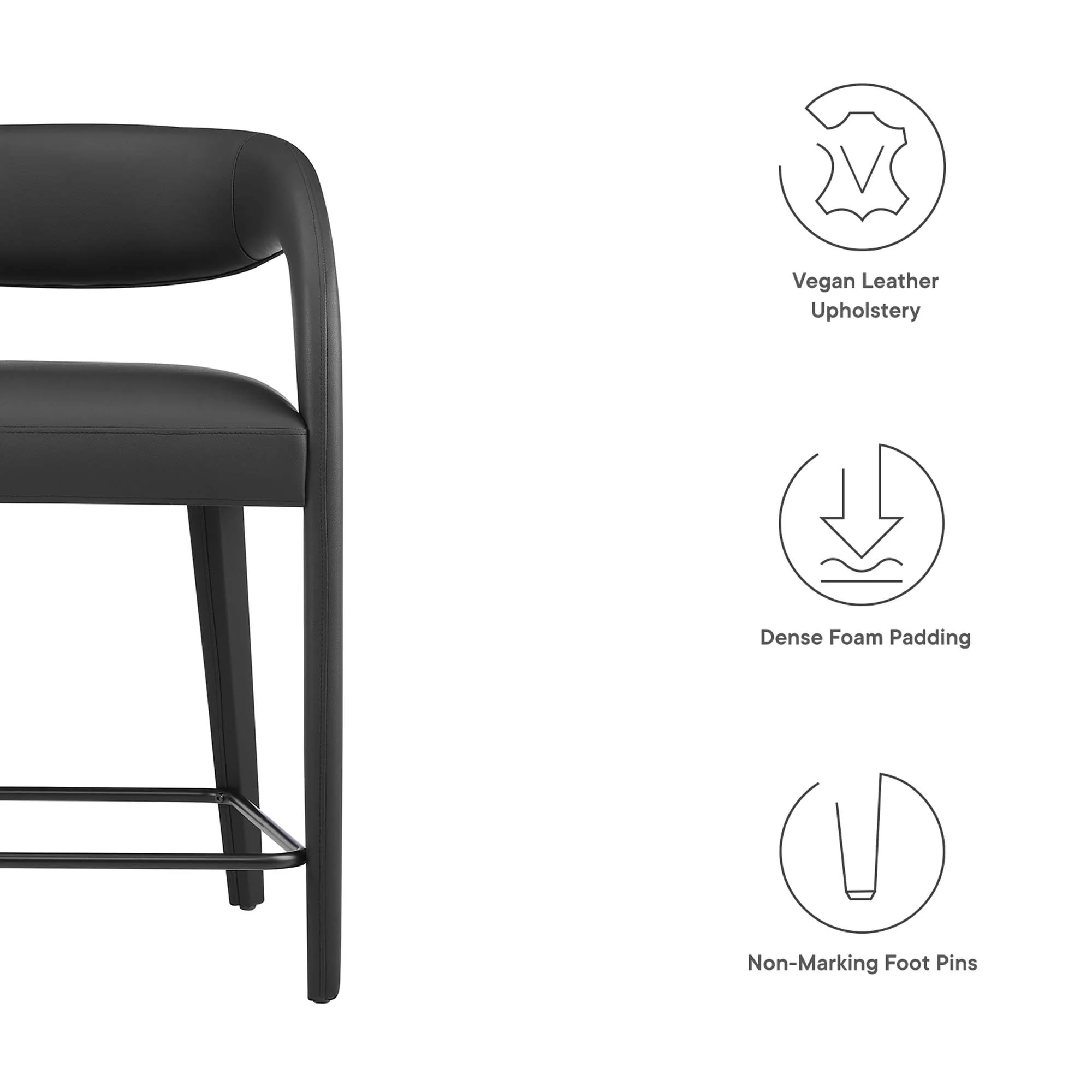 Pinnacle Vegan Leather Counter Stool Set of 2 by Modway - Image 13