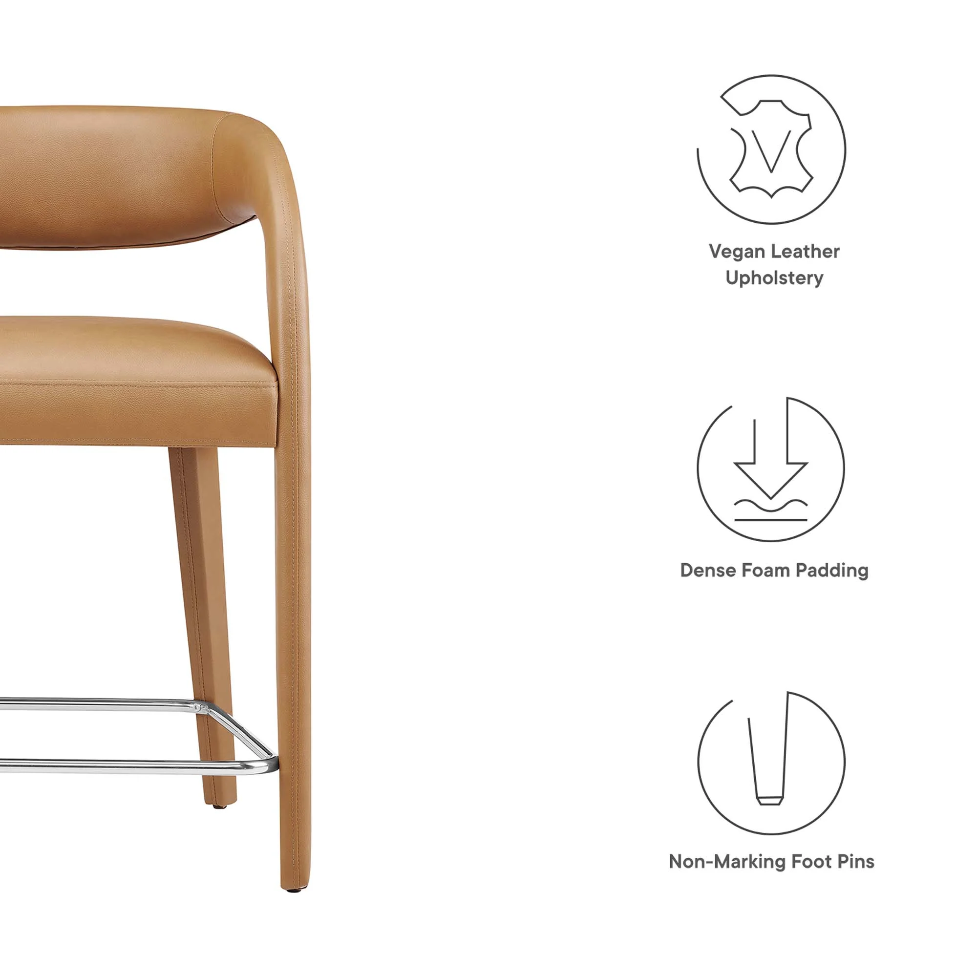 Pinnacle Vegan Leather Counter Stool Set of 2 by Modway - Image 2