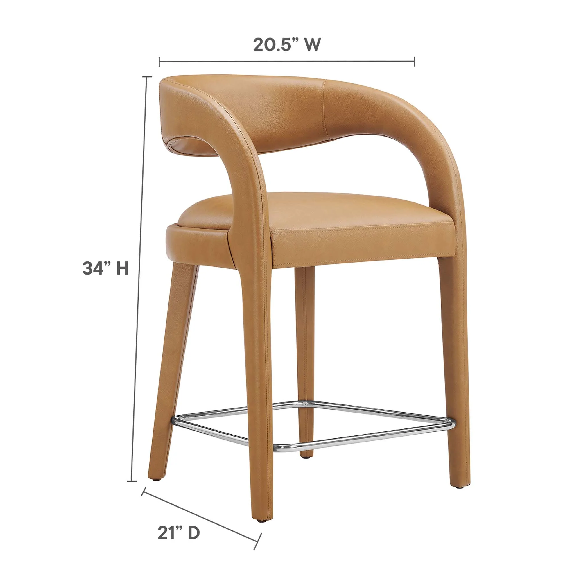 Pinnacle Vegan Leather Counter Stool Set of 2 by Modway - Image 3