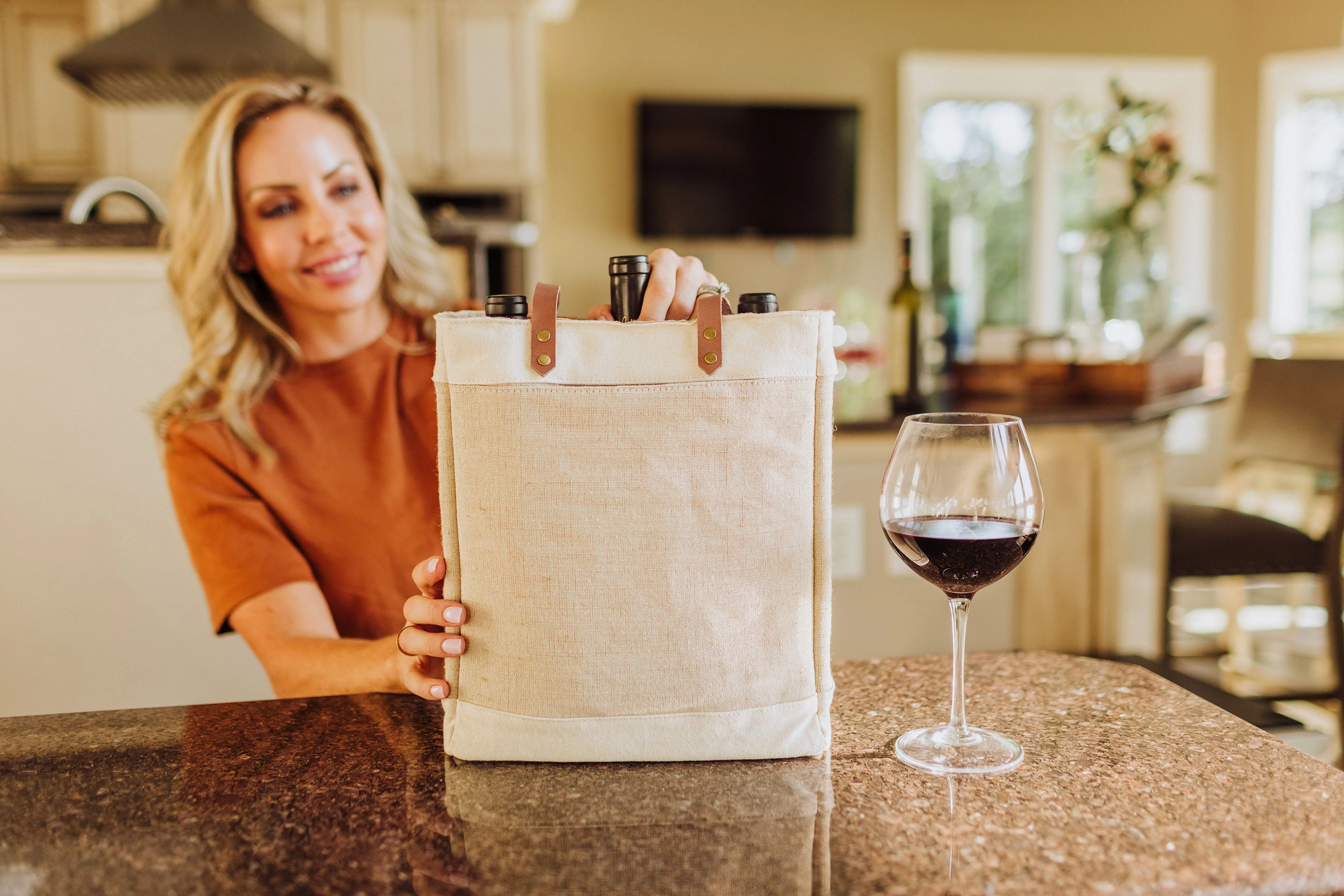 Pinot Jute 3 Bottle Insulated Wine Bag - Image 10
