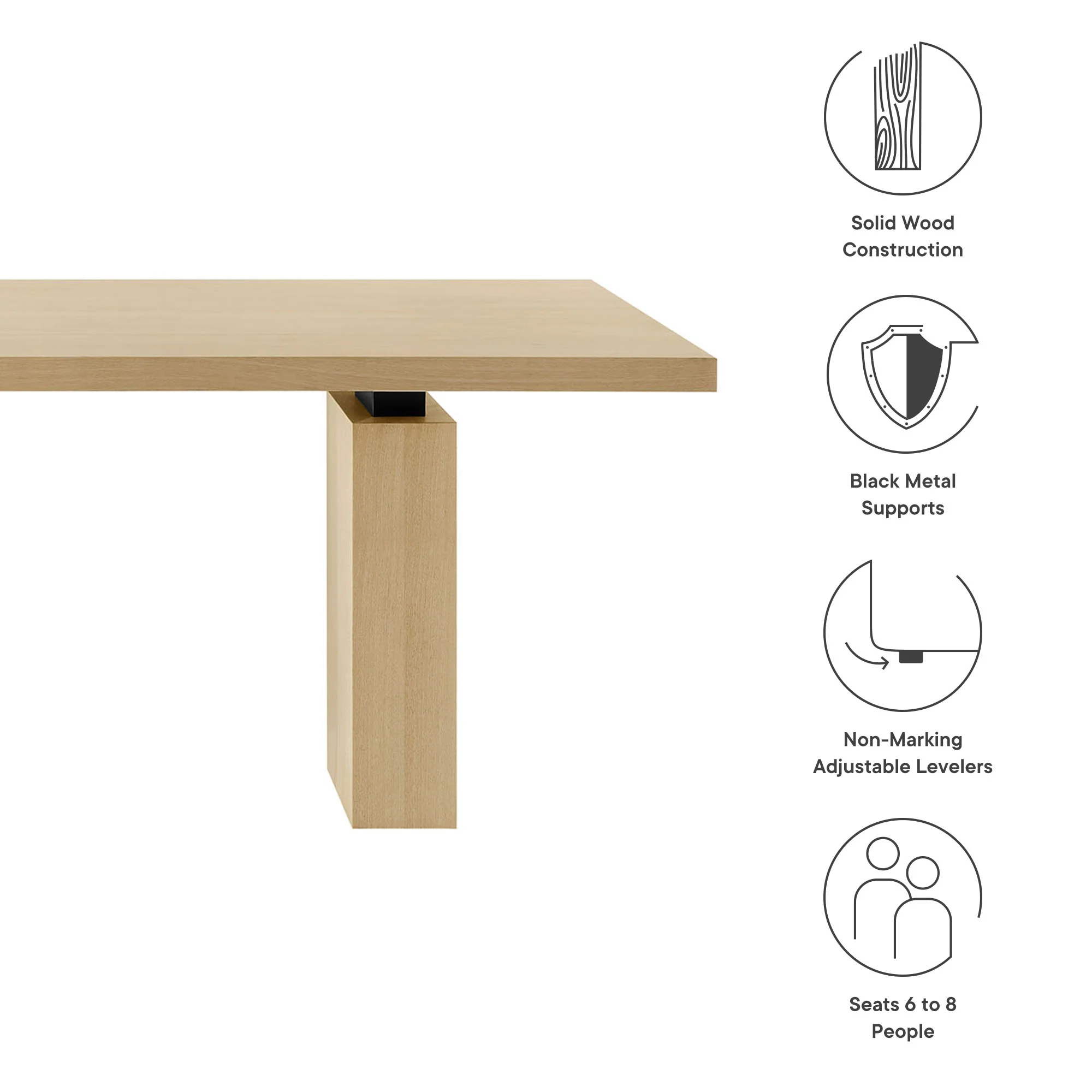 Piston 82" Rectangular Wood Dining Table by Modway - Image 3