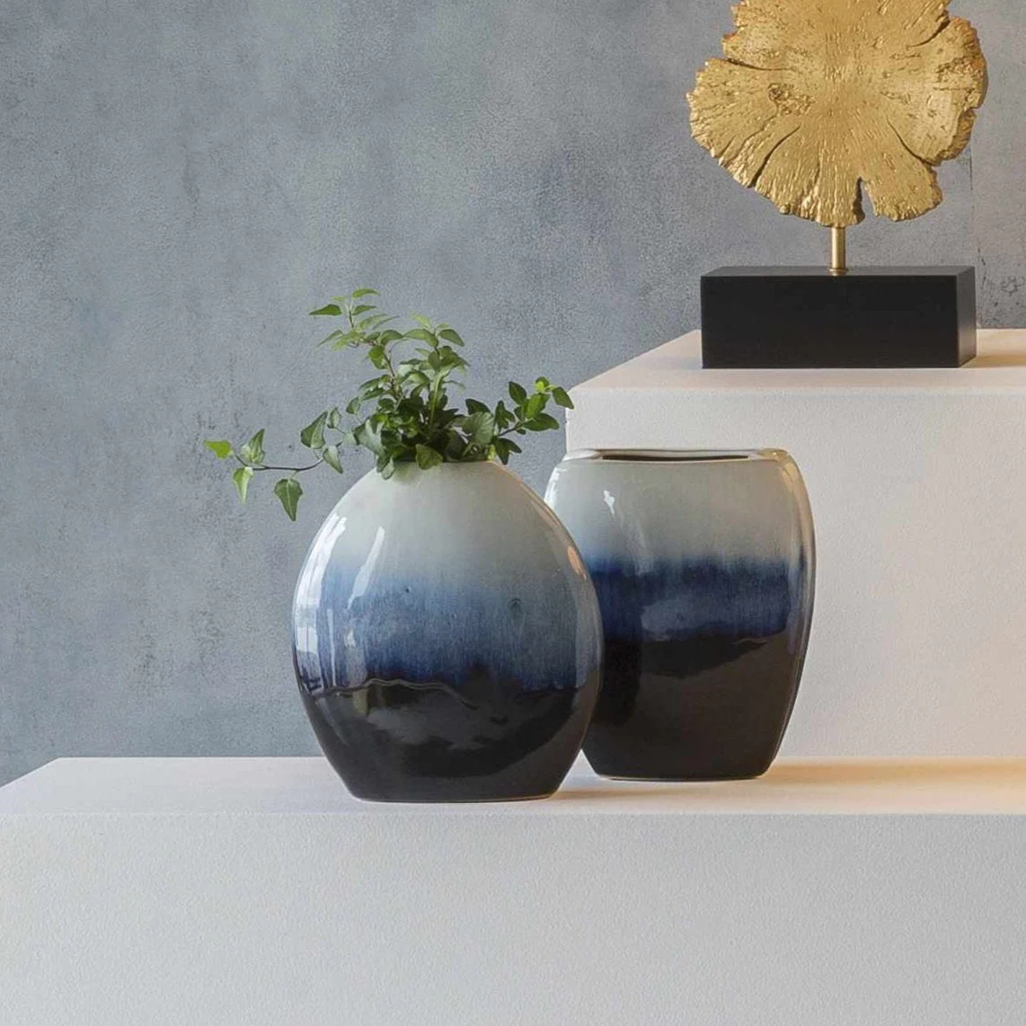 Pitfour Blue White Ceramic Vase Set - Image 8