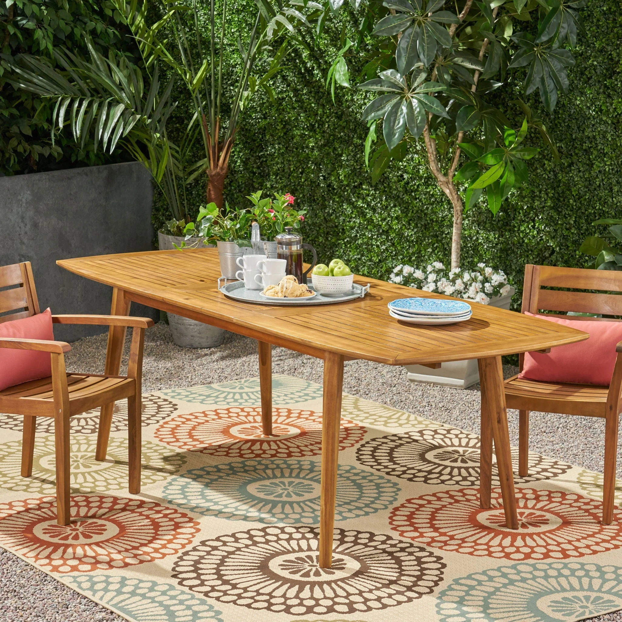 Placidity - Outdoor Expandable Dining Table With Slatted Tabletop And Tapered Legs - Image 8