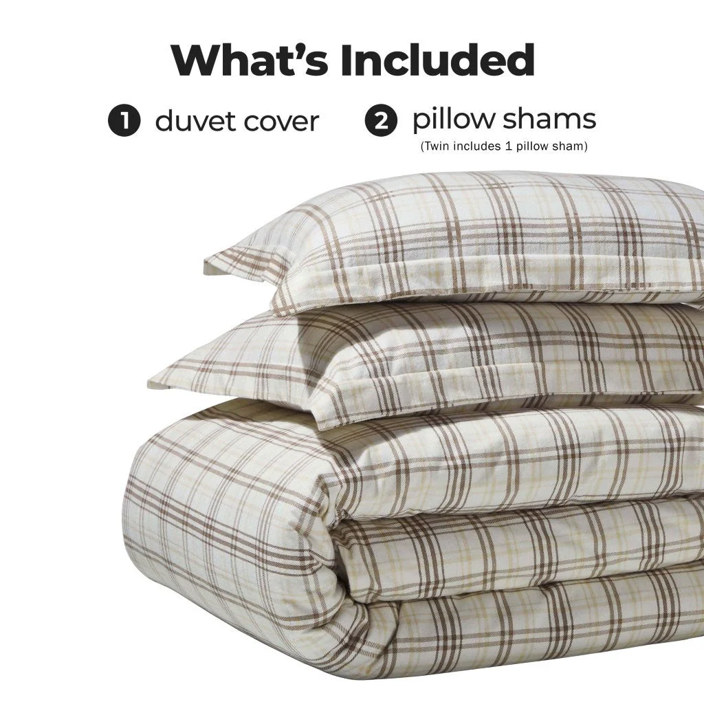 Plaid Flannel Cotton Duvet Cover Set with Pillow Shams - Image 15
