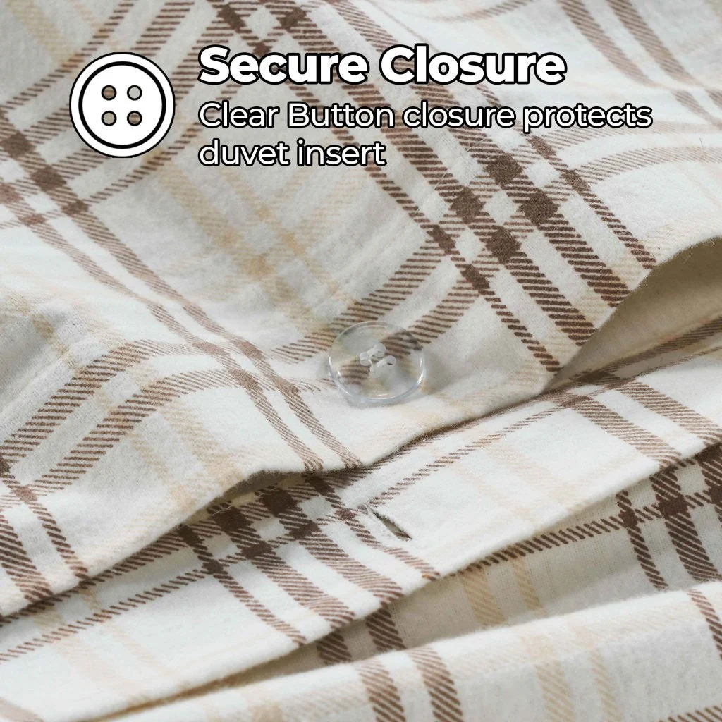 Plaid Flannel Cotton Duvet Cover Set with Pillow Shams - Image 16