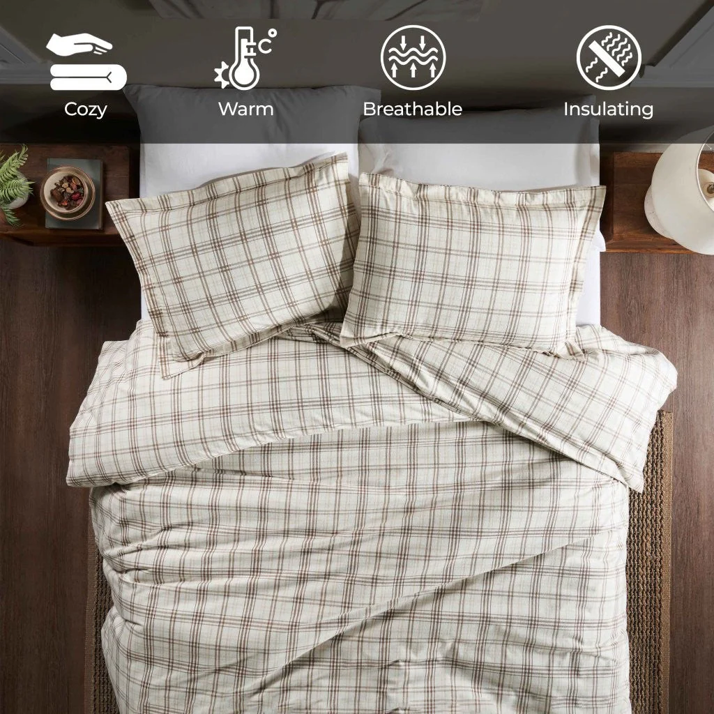 Plaid Flannel Cotton Duvet Cover Set with Pillow Shams - Image 18