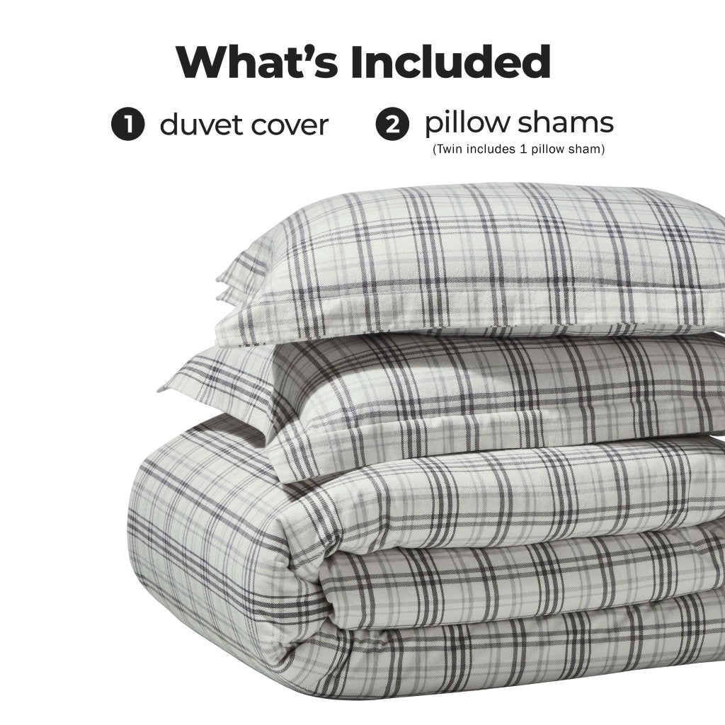 Plaid Flannel Cotton Duvet Cover Set with Pillow Shams - Image 25