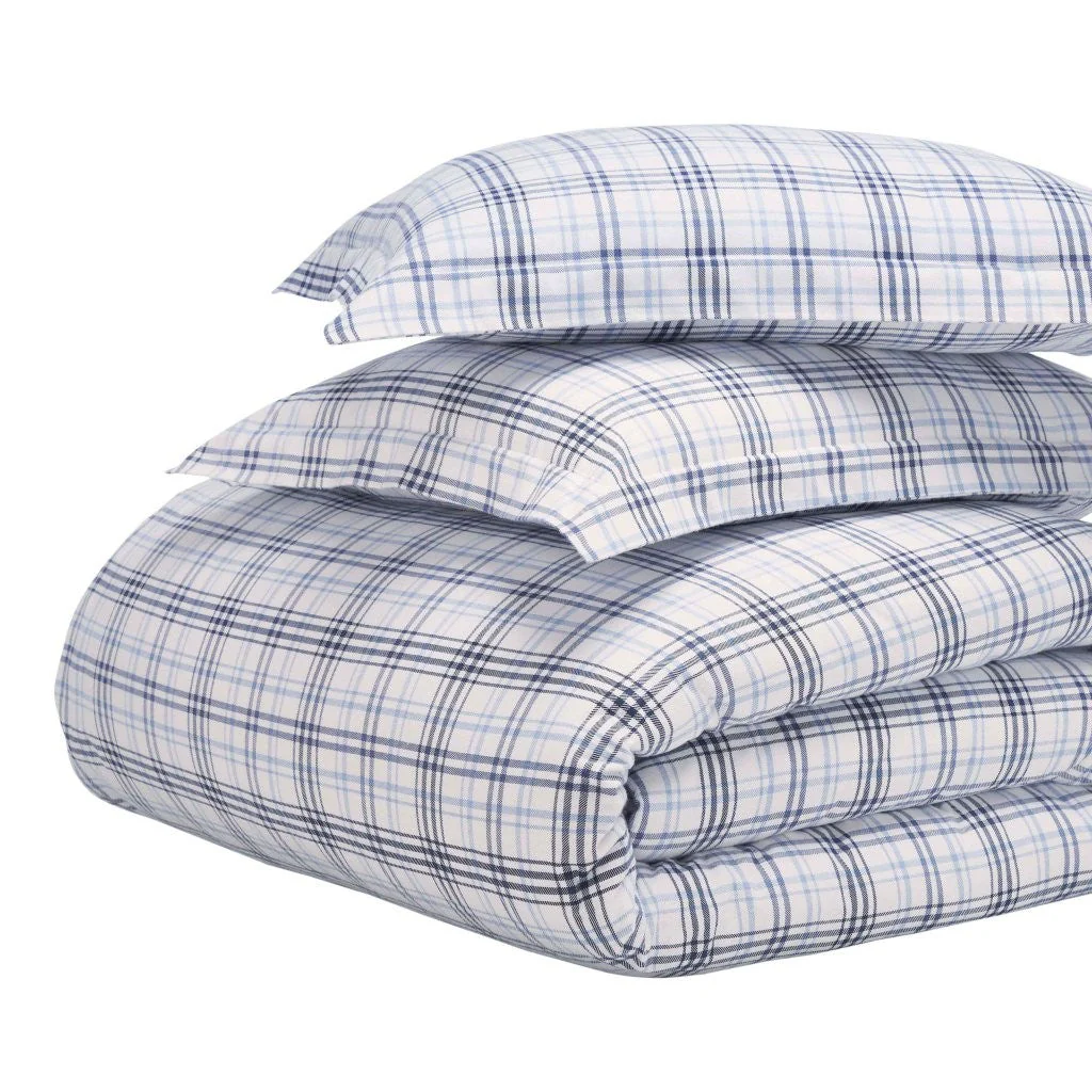 Plaid Flannel Cotton Duvet Cover Set with Pillow Shams - Image 3