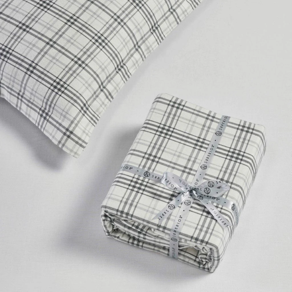 Plaid Flannel Cotton Duvet Cover Set with Pillow Shams - Image 30