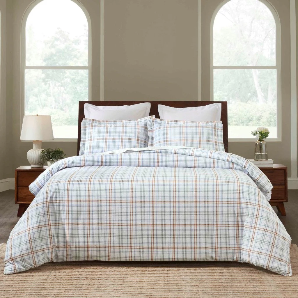 Plaid Flannel Cotton Duvet Cover Set with Pillow Shams - Image 31