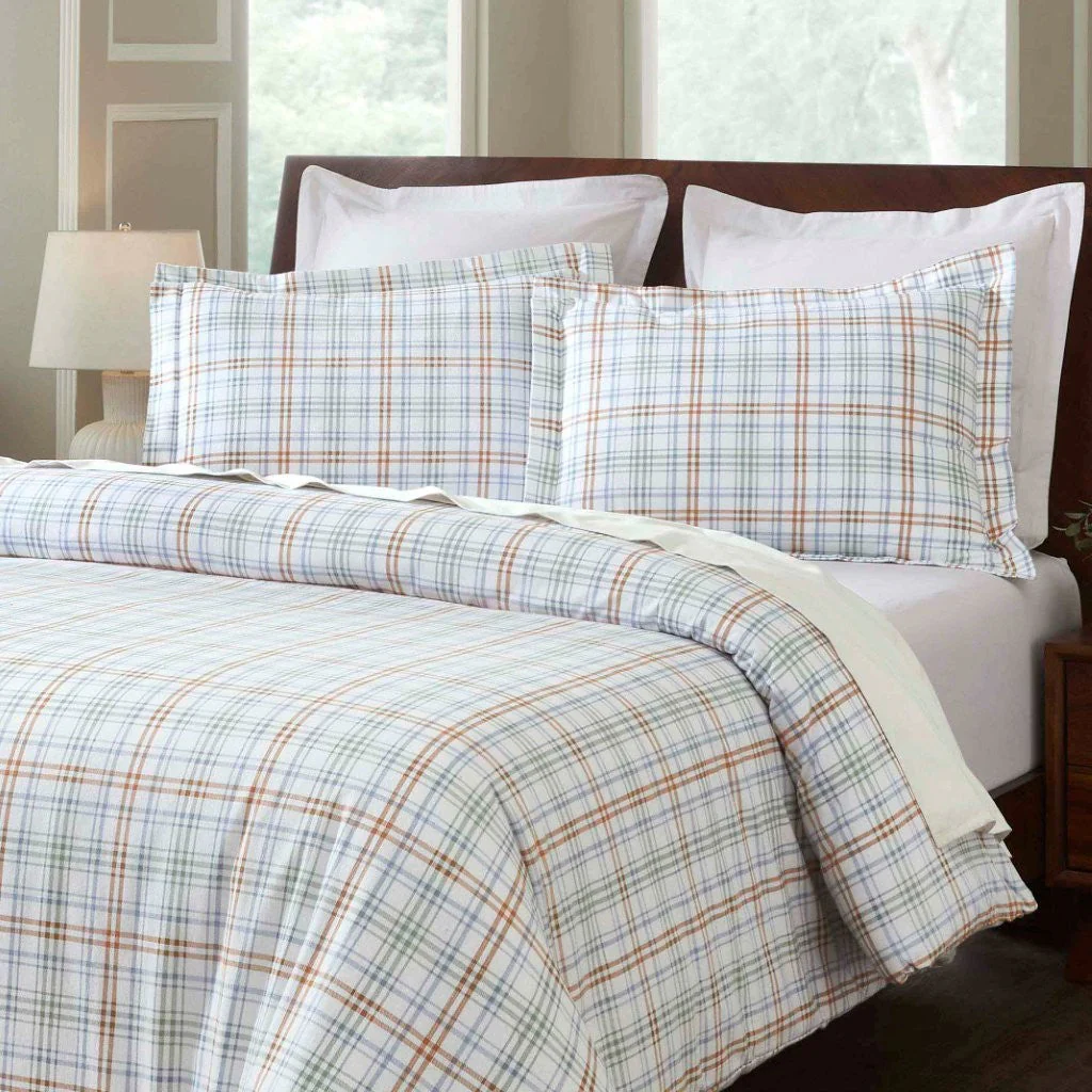 Plaid Flannel Cotton Duvet Cover Set with Pillow Shams - Image 33