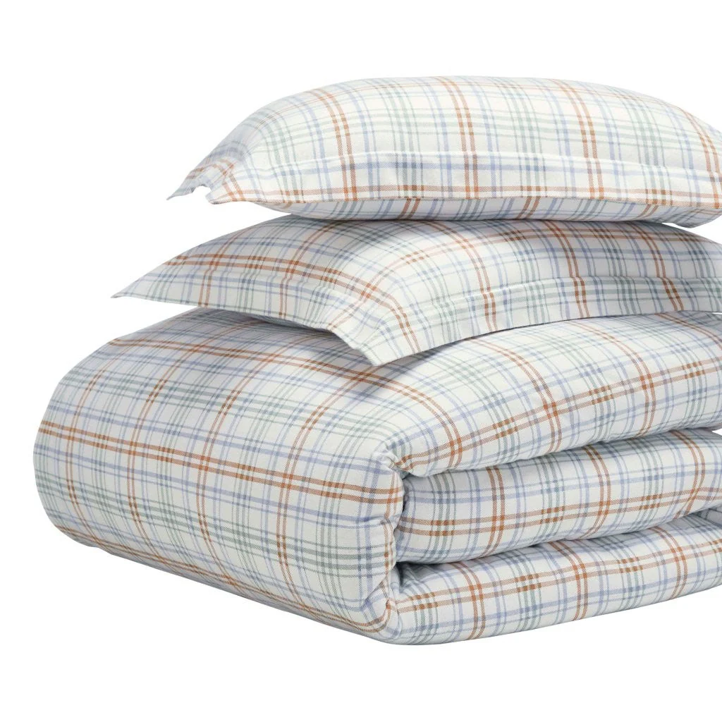 Plaid Flannel Cotton Duvet Cover Set with Pillow Shams - Image 34