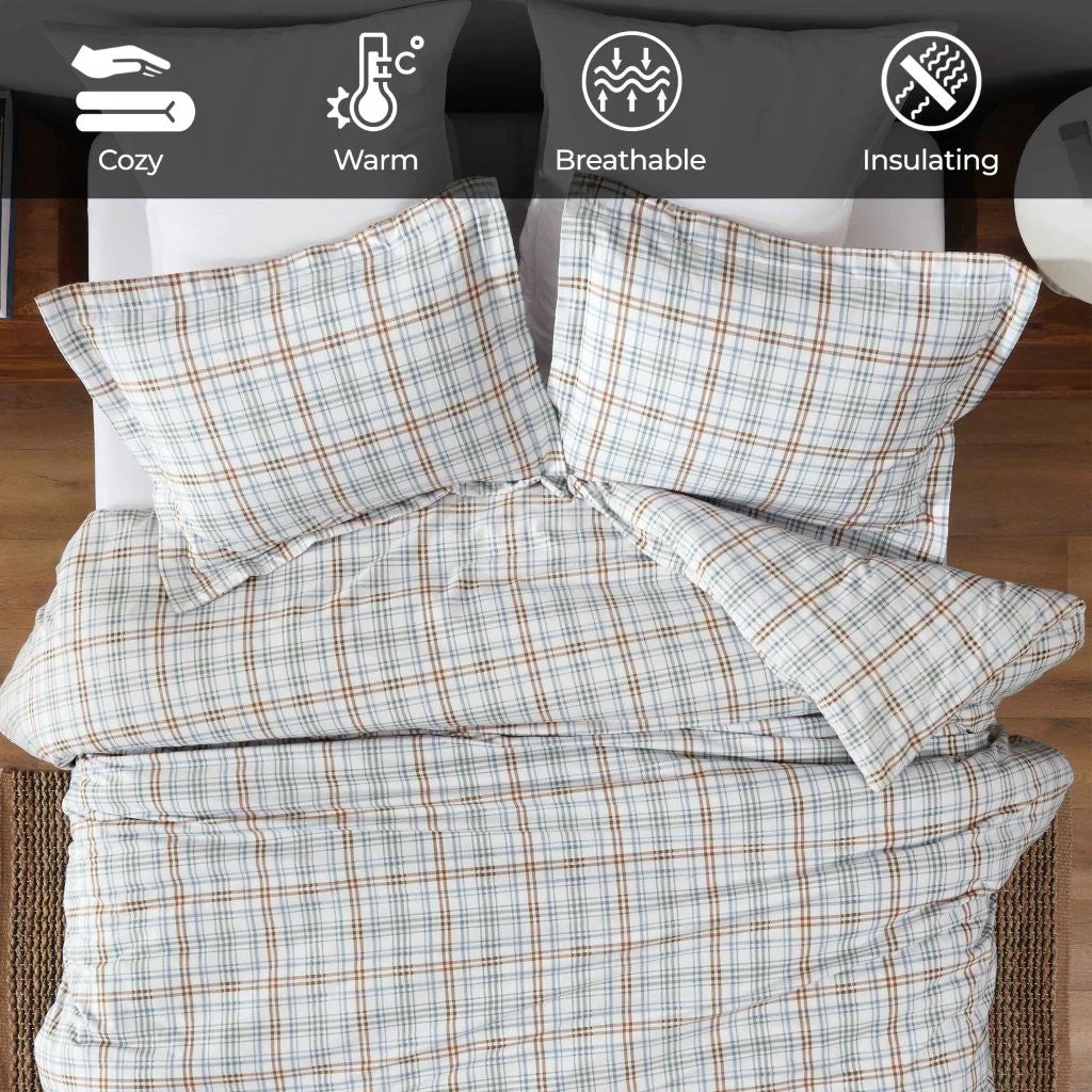 Plaid Flannel Cotton Duvet Cover Set with Pillow Shams - Image 38