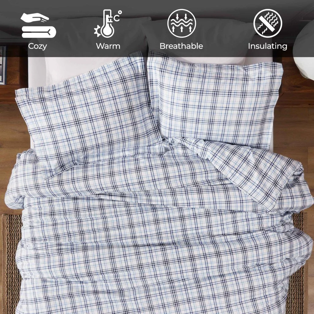 Plaid Flannel Cotton Duvet Cover Set with Pillow Shams - Image 7