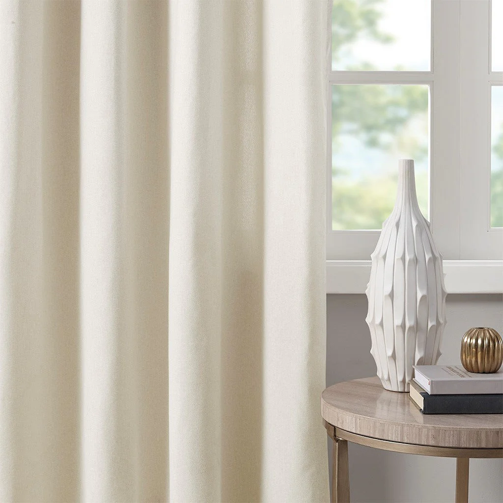 Plaid Rod Pocket and Back Tab Curtain Panel with Fleece Lining Natural 50x84" - Image 10