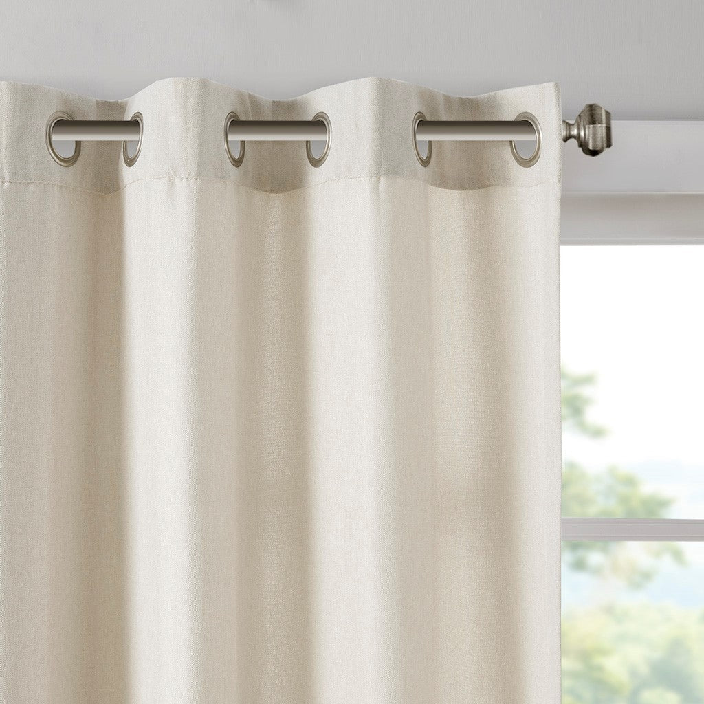 Plaid Rod Pocket and Back Tab Curtain Panel with Fleece Lining Natural 50x84" - Image 3