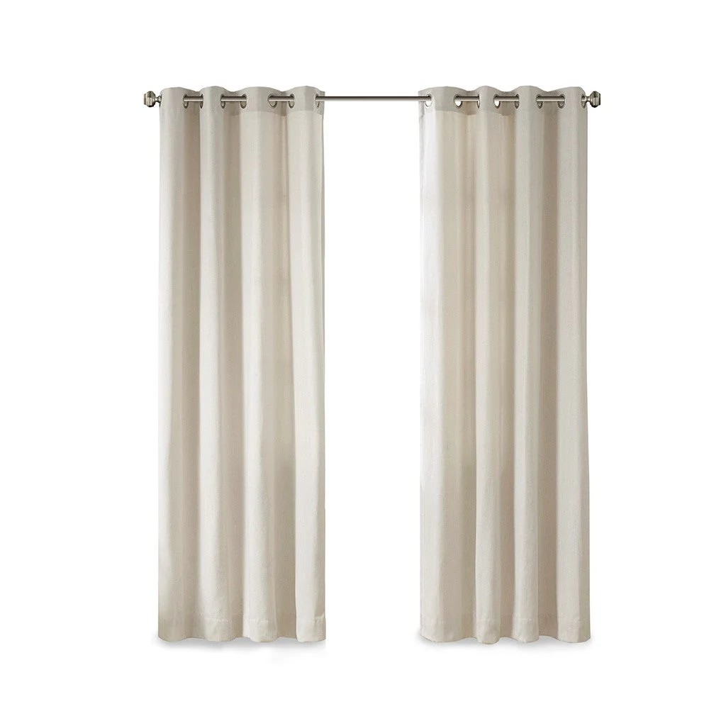 Plaid Rod Pocket and Back Tab Curtain Panel with Fleece Lining Natural 50x84" - Image 8