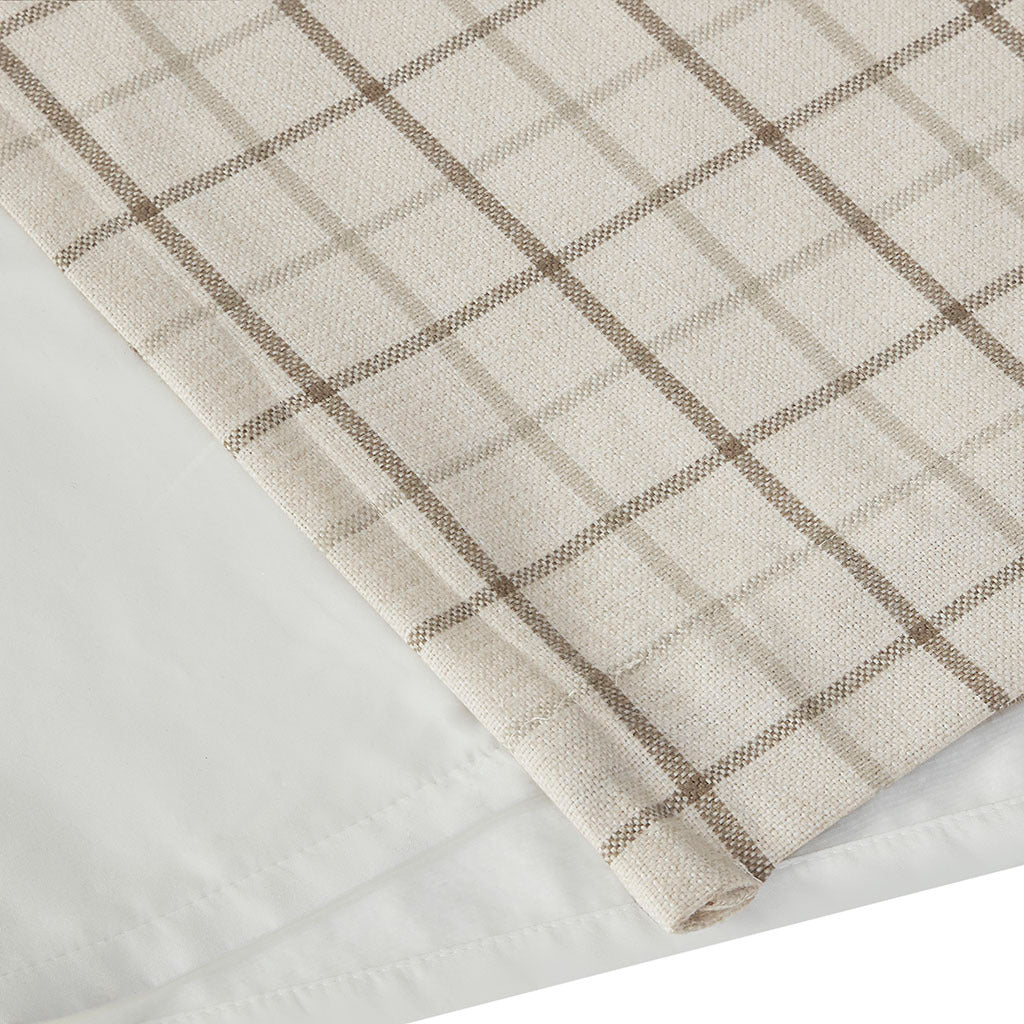 Plaid Rod Pocket and Back Tab Curtain Panel with Fleece Lining Natural 50x95 - Image 4