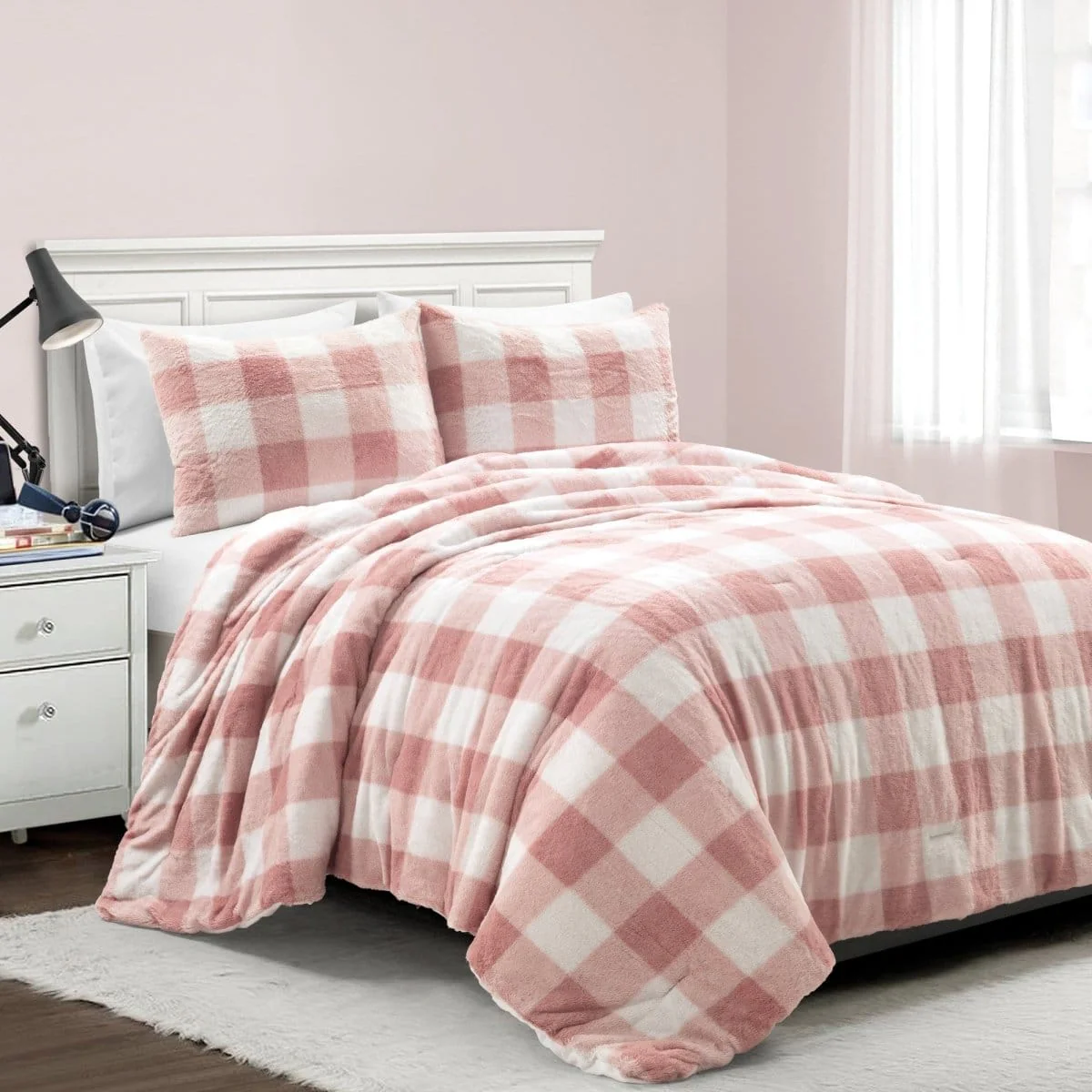 Plaid Ultra Soft Faux Fur All Season Comforter Set - Image 2