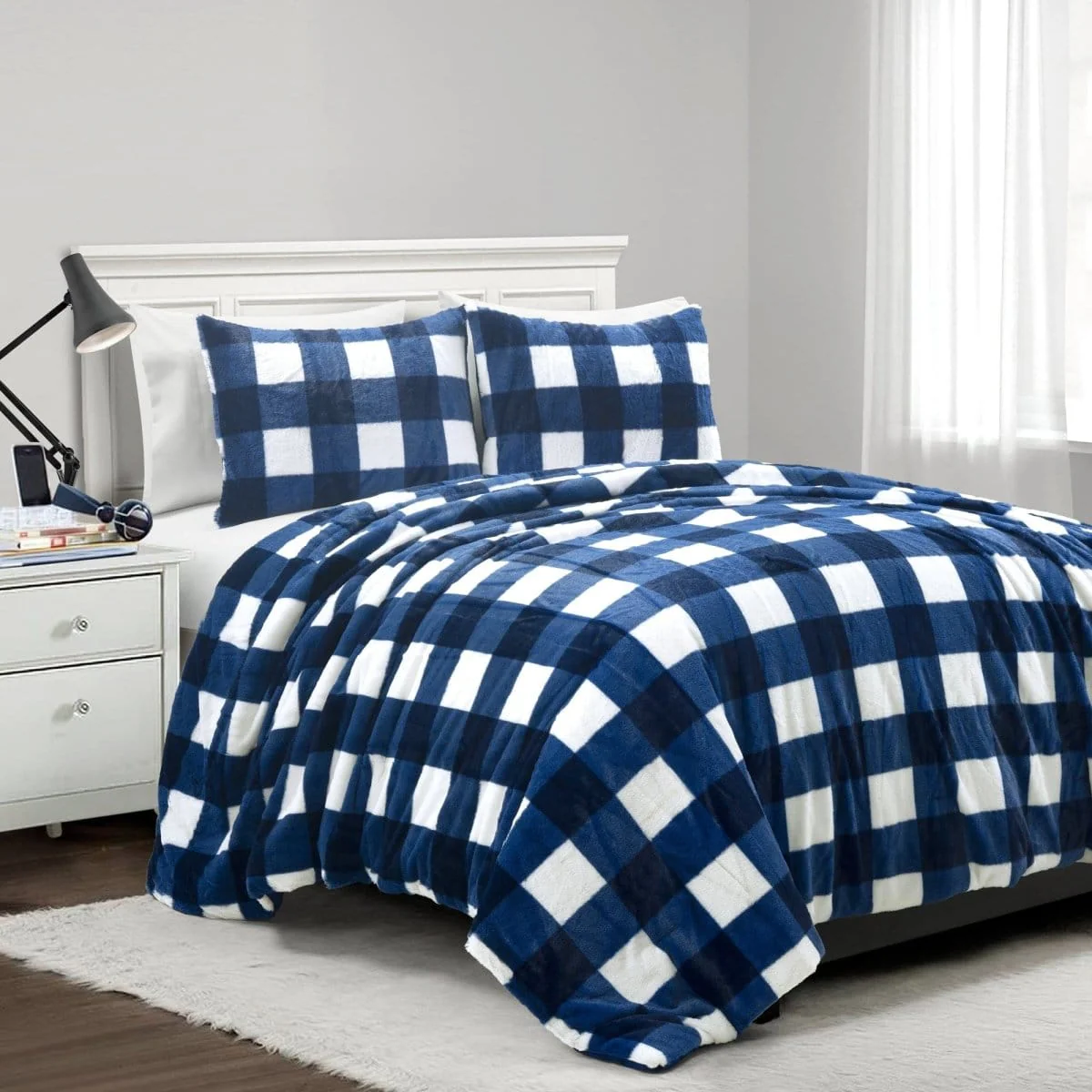 Plaid Ultra Soft Faux Fur All Season Comforter Set - Image 3