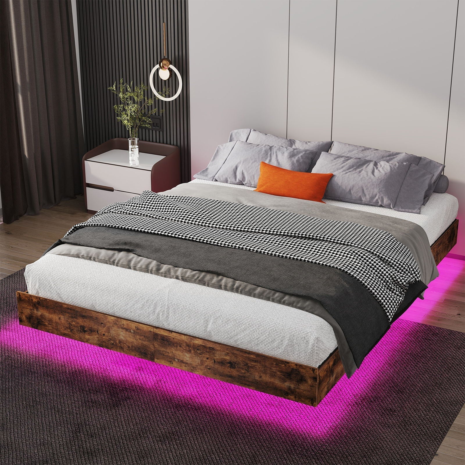Platform Floating Bed Frame With RGB LED Lights - Image 2