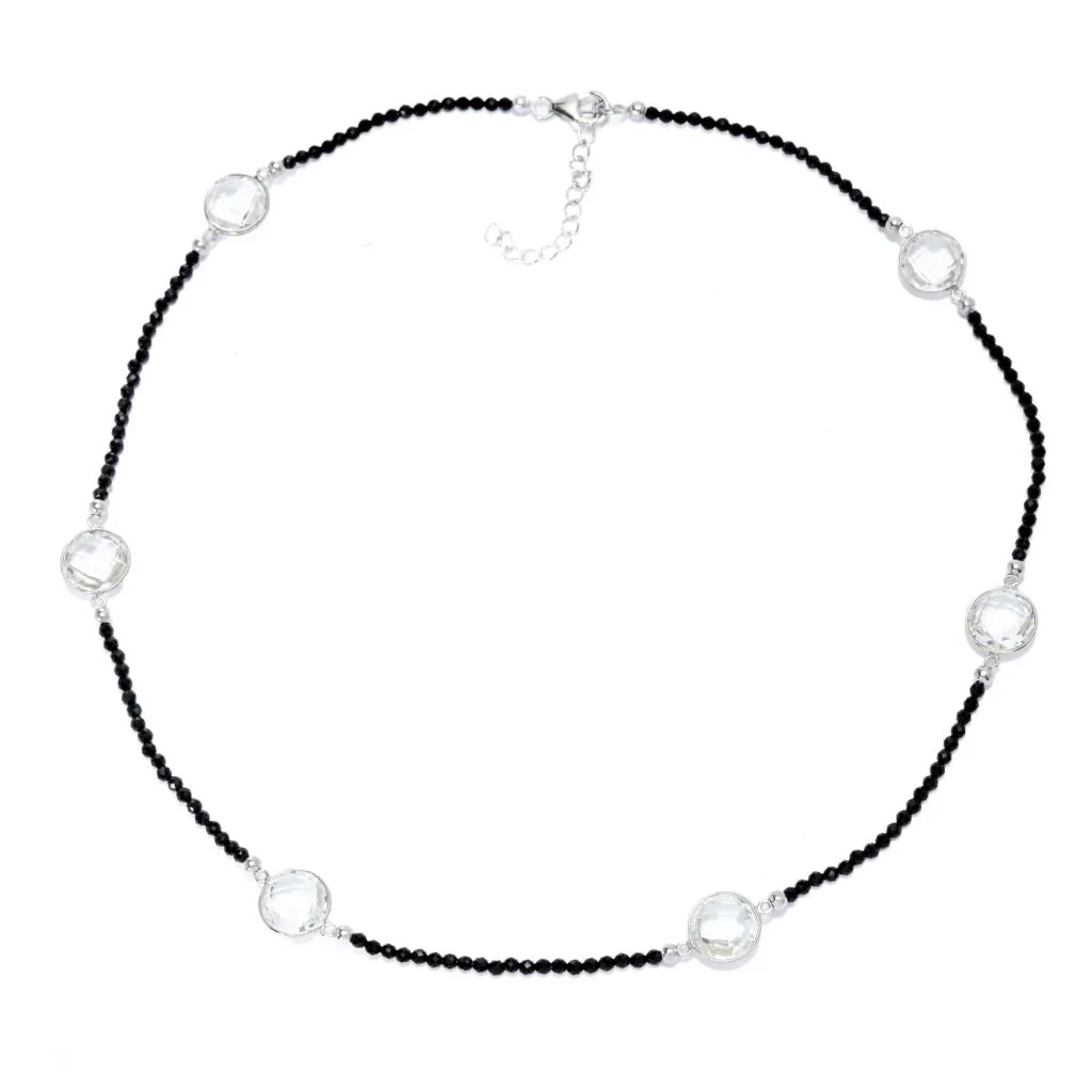 Platinum Plated 37.50ctw White Topaz & Black Spinel Necklace - Image 2