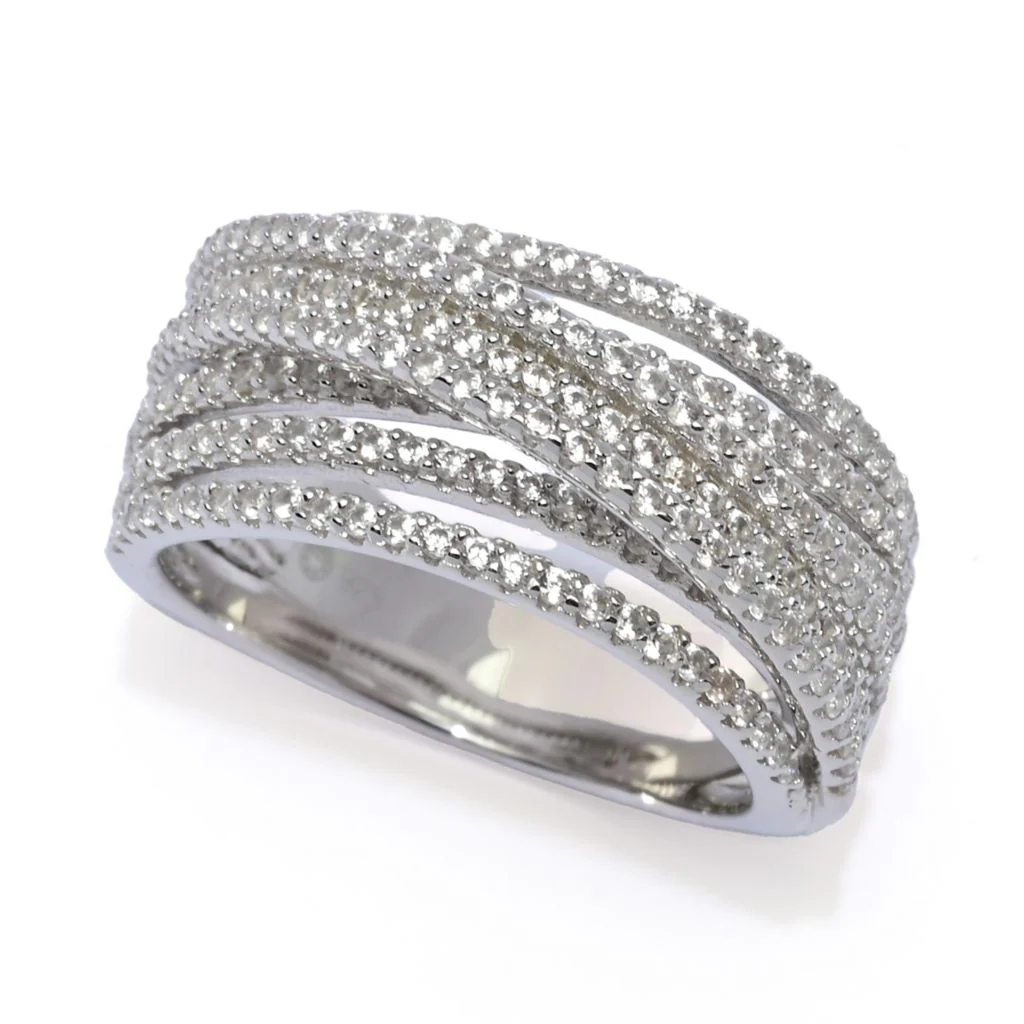 Platinum Plated Choice of Black Spinel or Zircon Highway Ring - Image 6