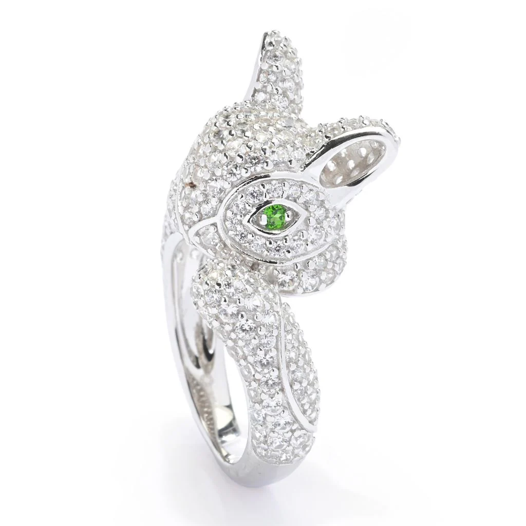 Platinum Plated Choice of Gem Pave Bunny Rabbit Ring - Image 2