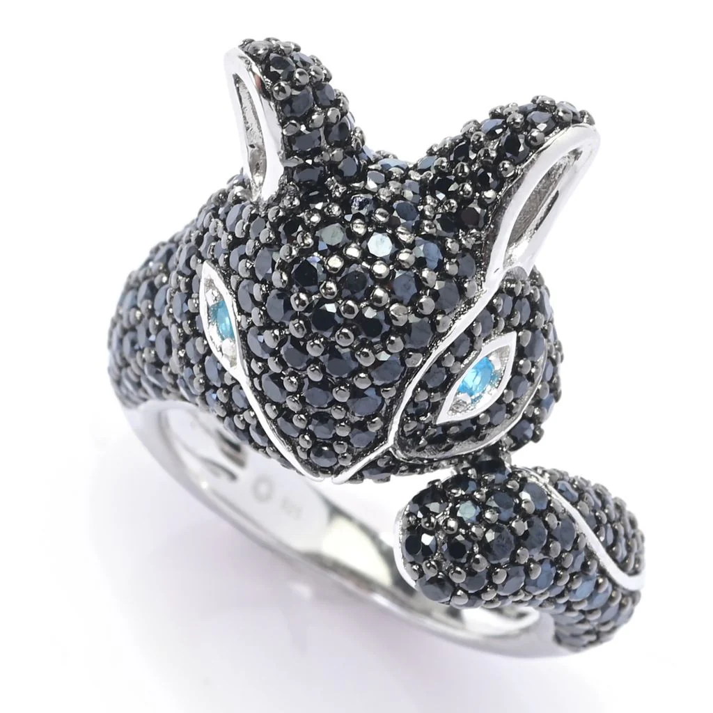 Platinum Plated Choice of Gem Pave Bunny Rabbit Ring - Image 4