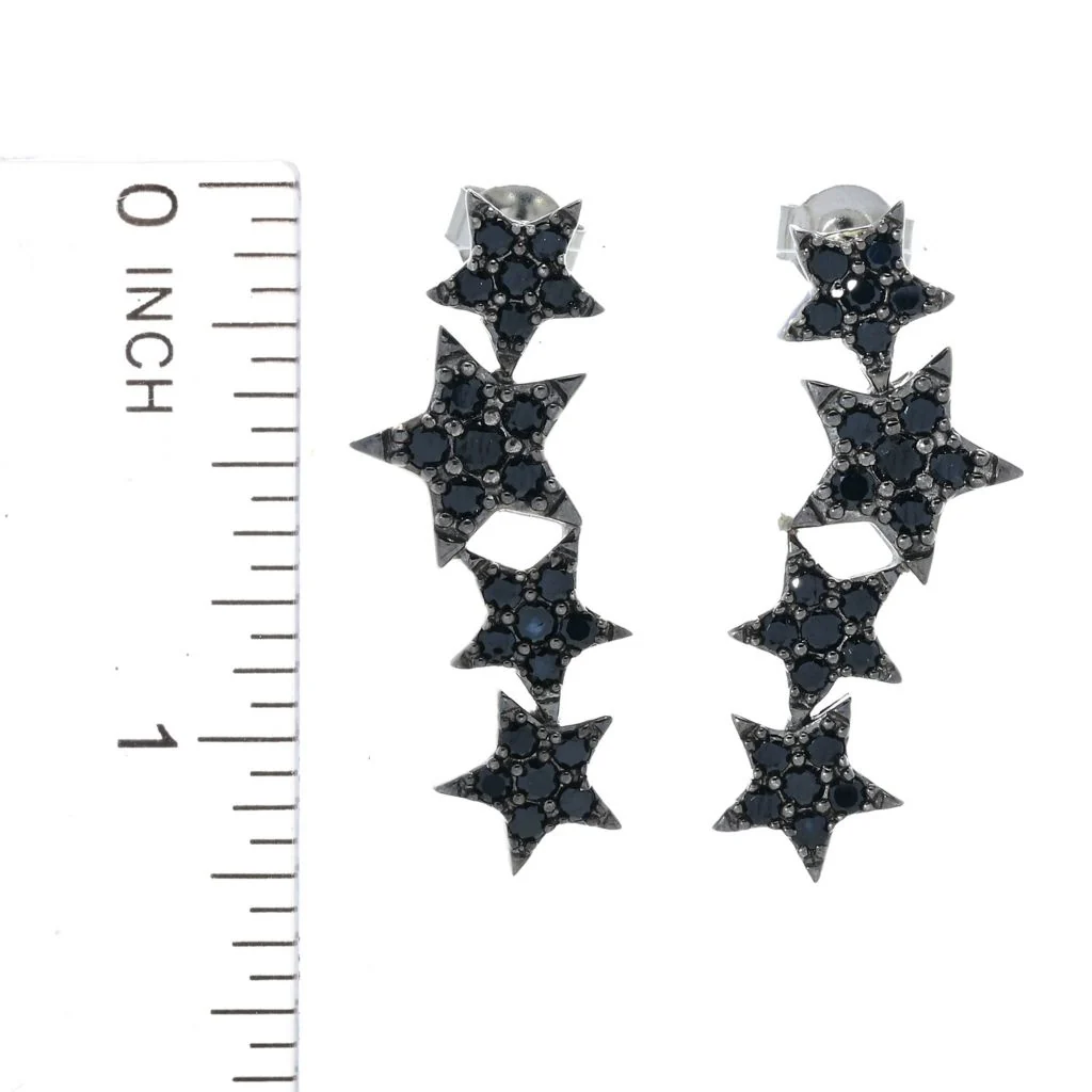 Platinum Plated Choice of Gemstone Shooting Stars Dangle Earrings - Image 2