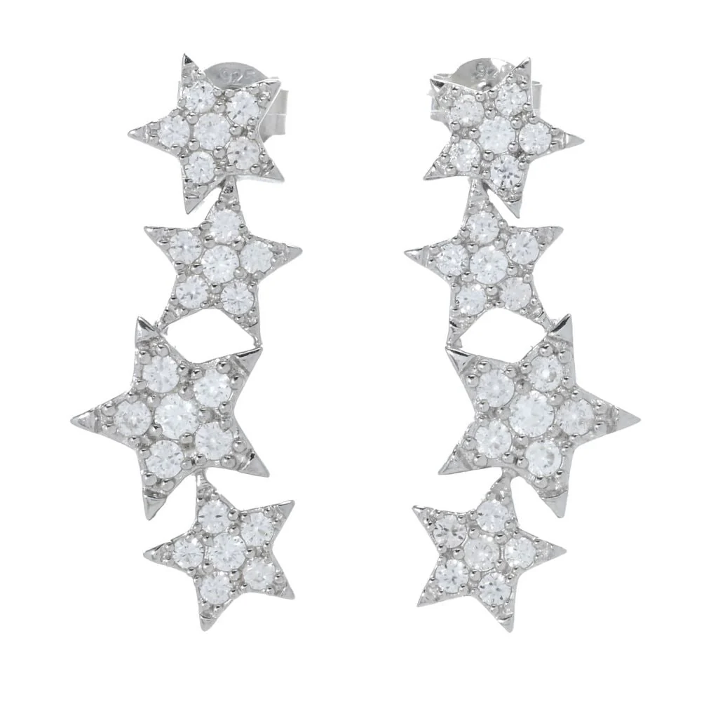Platinum Plated Choice of Gemstone Shooting Stars Dangle Earrings - Image 3