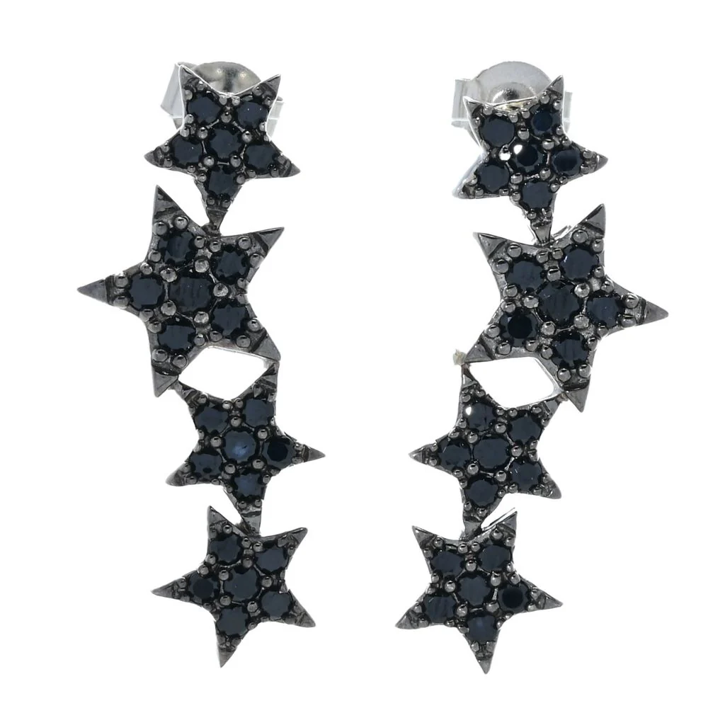 Platinum Plated Choice of Gemstone Shooting Stars Dangle Earrings - Image 4