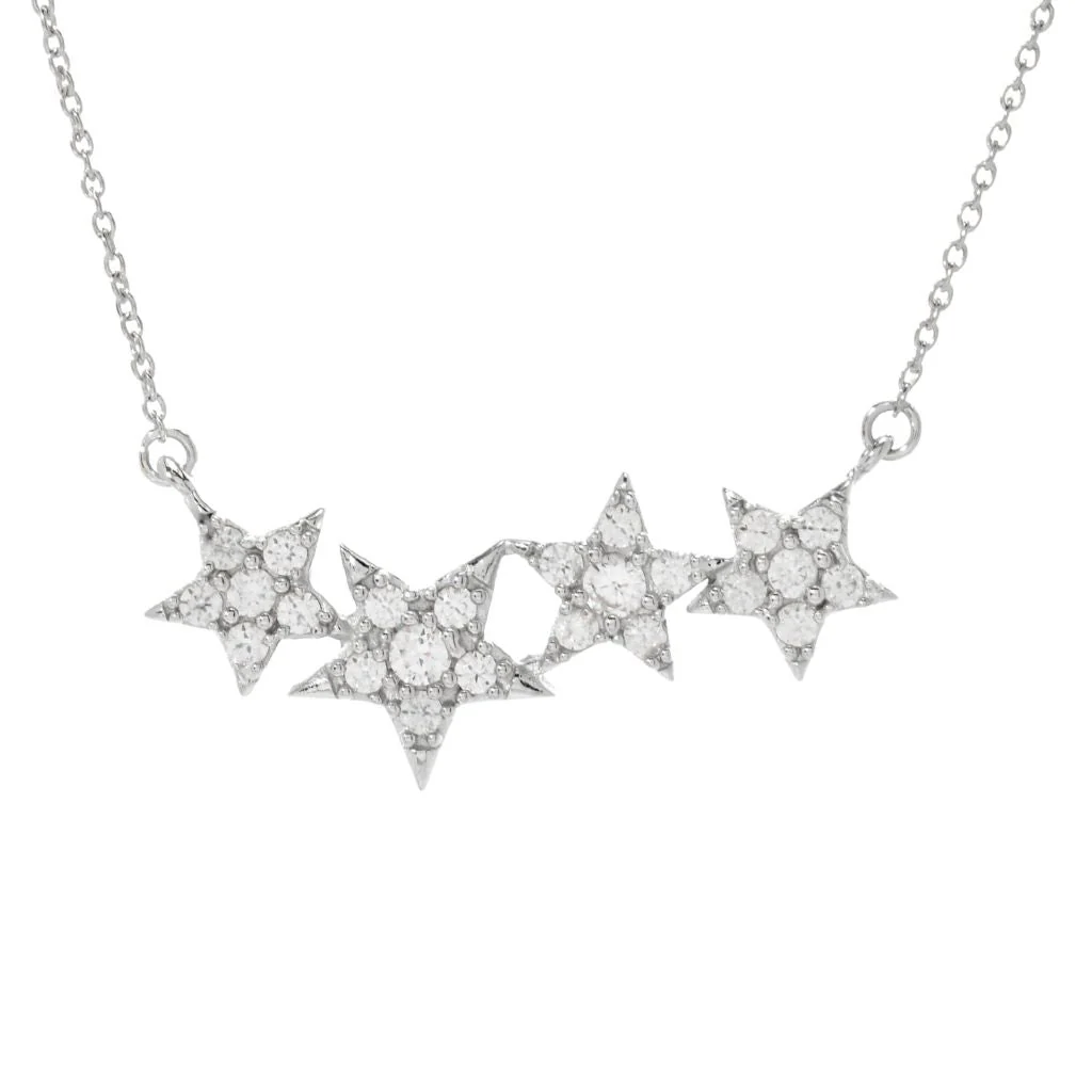 Platinum Plated Choice of Gemstone Shooting Stars East-West 18"+2" Necklace - Image 3