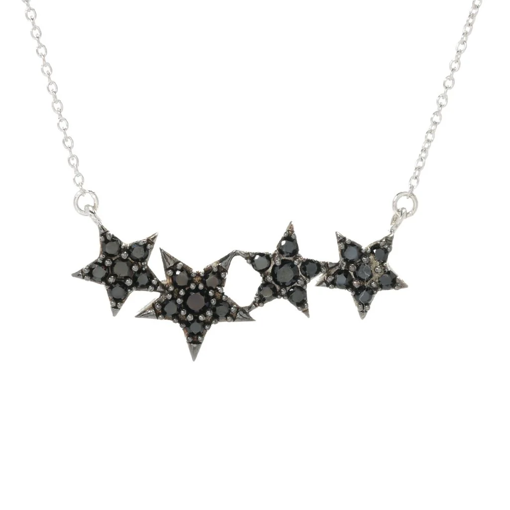 Platinum Plated Choice of Gemstone Shooting Stars East-West 18"+2" Necklace - Image 4