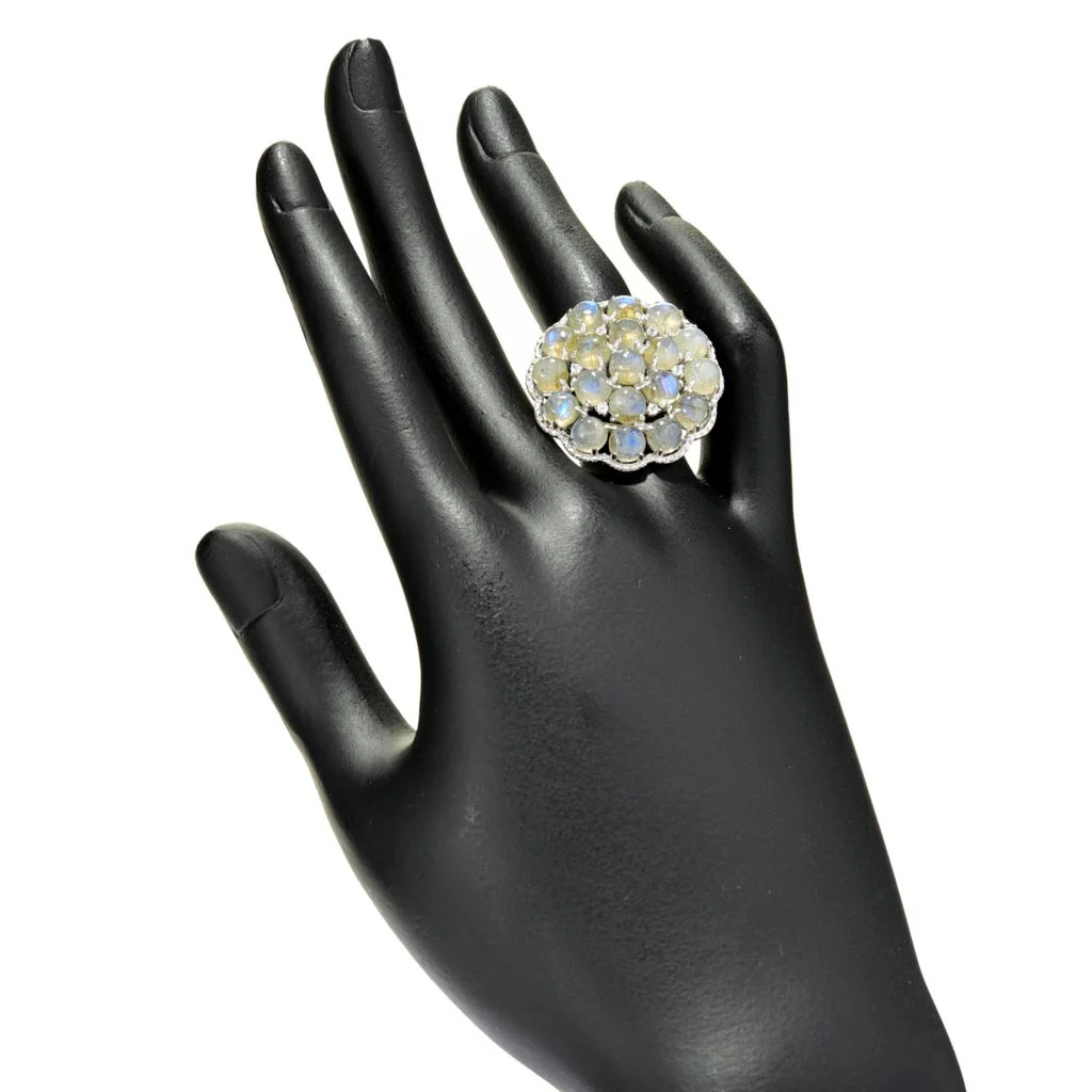 Platinum Plated Choice of Gemstone & White Zircon Bauble Ring - Image 2
