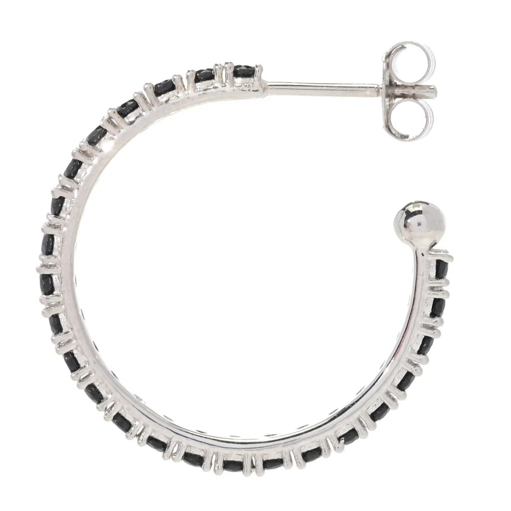 Platinum Plated Polished Choice of Gemstone 1" Hoop Earrings - Image 2