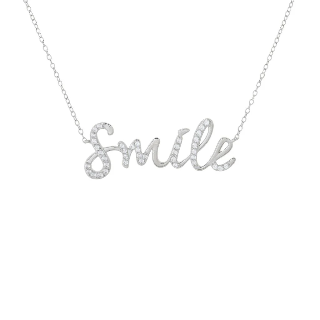 Platinum Plated White Zircon Inspirational Word 18"+2" Necklace - Image 5