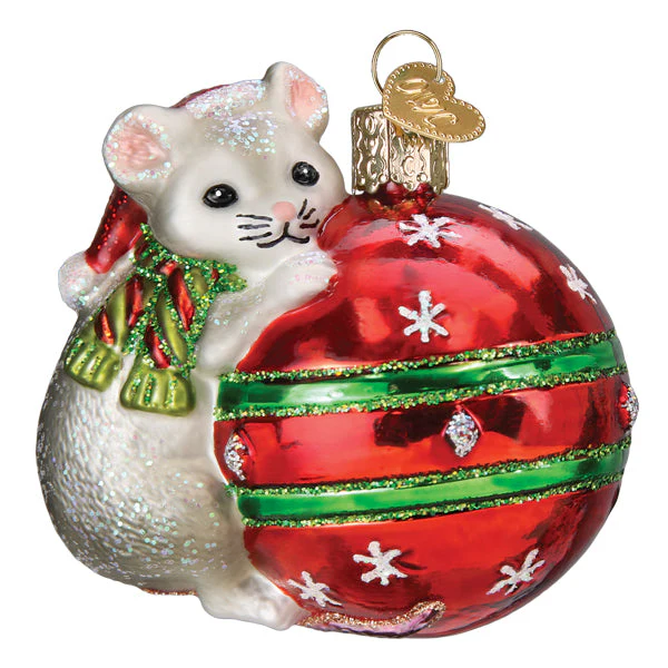 Playful Christmas Mouse Ornament - Image 3