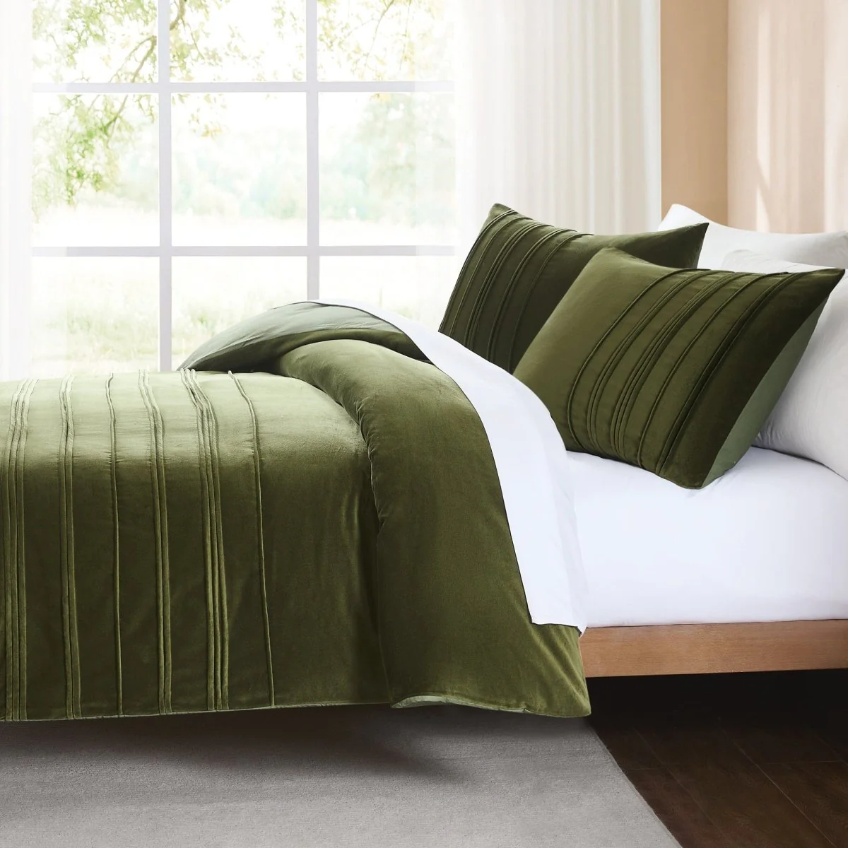 Pleated Groove Velvet Duvet Cover Set - Image 10