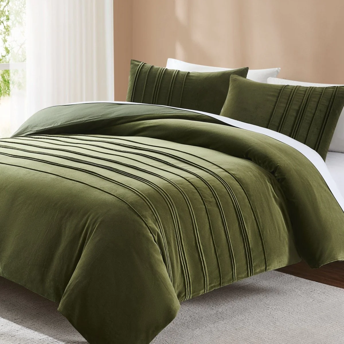 Pleated Groove Velvet Duvet Cover Set - Image 2