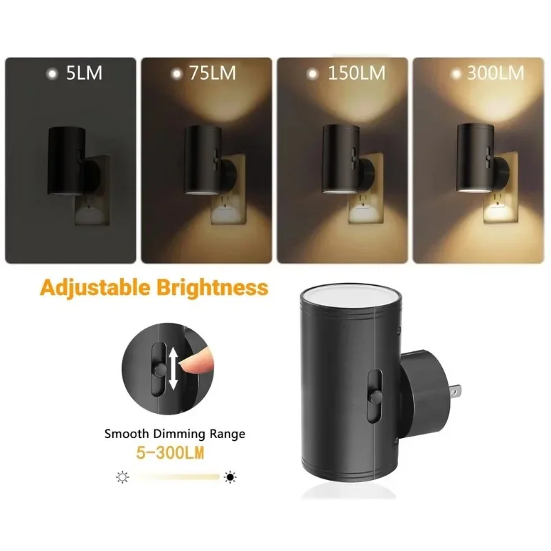 Plug In Dimmable LED Night Light Auto Sensor Bedside Bathroom Hallway Lamp - Image 4