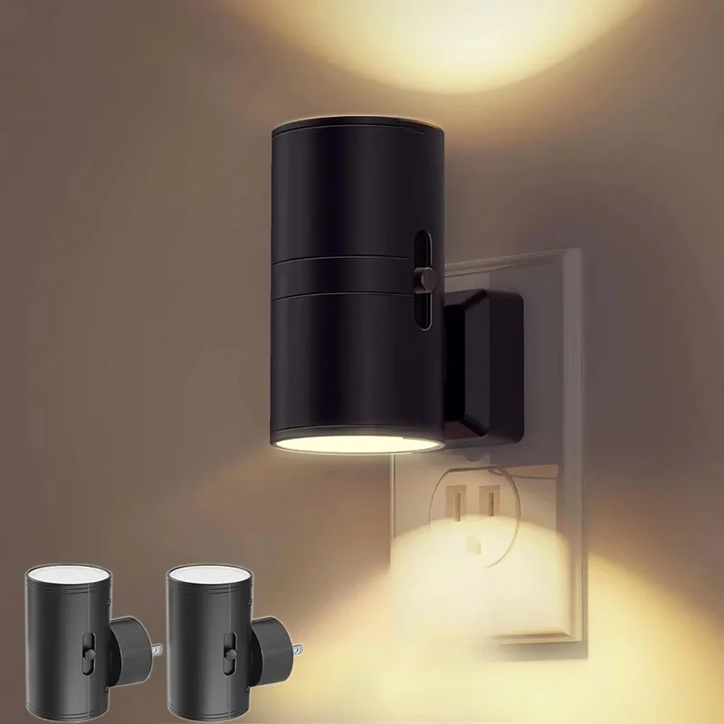 Plug In Dimmable LED Night Light Auto Sensor Bedside Bathroom Hallway Lamp - Image 7