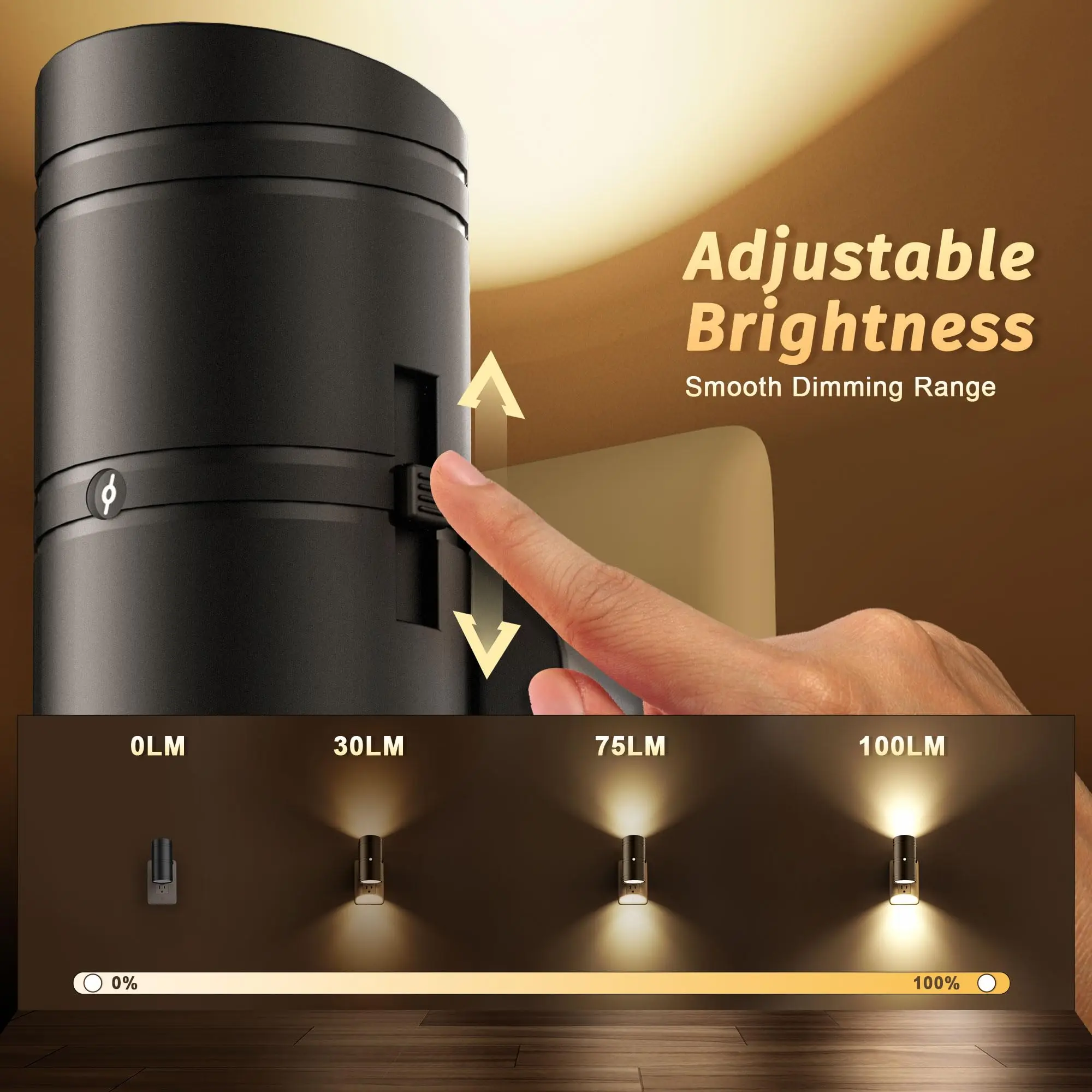 Plug In LED Night Light Dusk to Dawn Sensor Dimmable Hallway Bedroom Lamp - Image 2