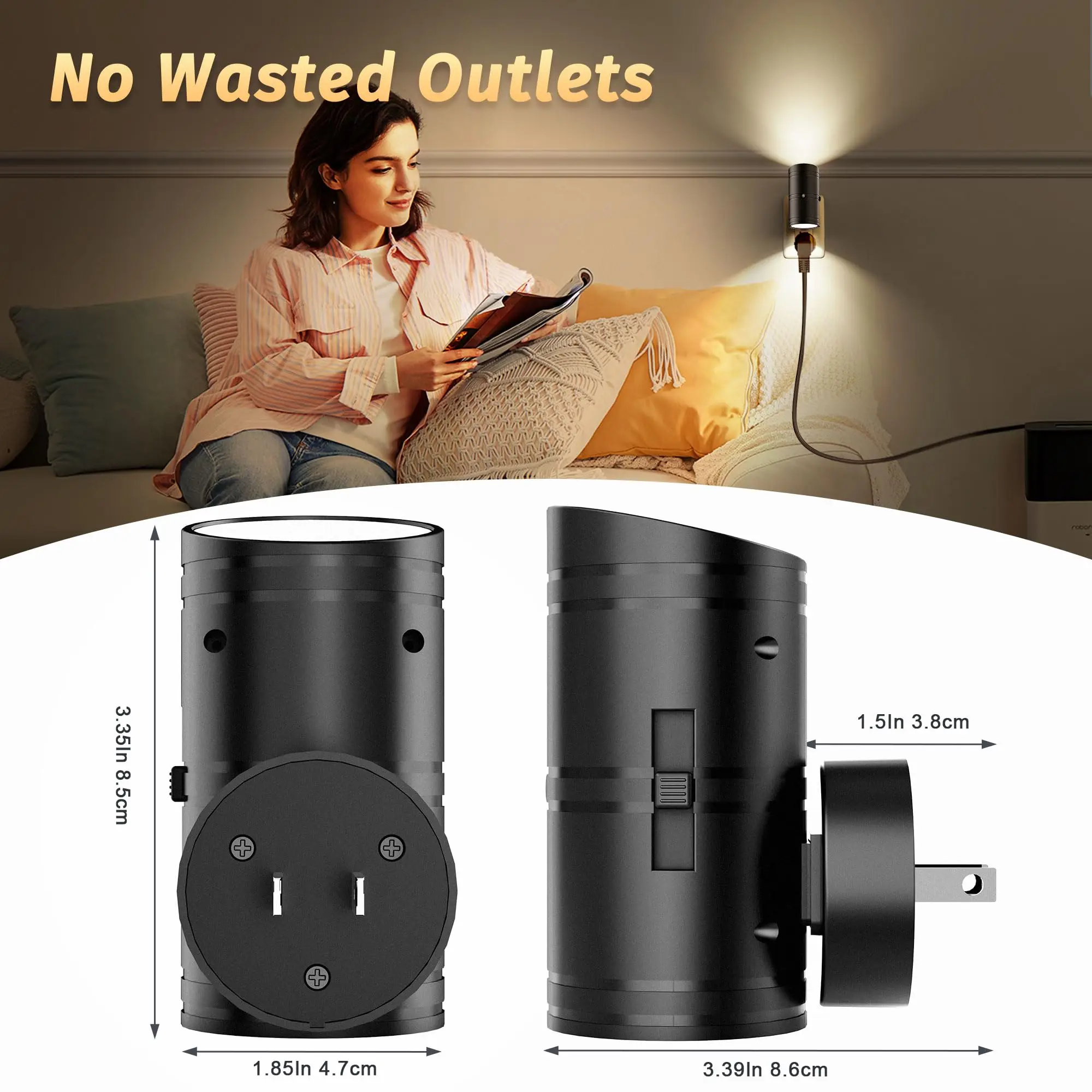 Plug In LED Night Light Dusk to Dawn Sensor Dimmable Hallway Bedroom Lamp - Image 5
