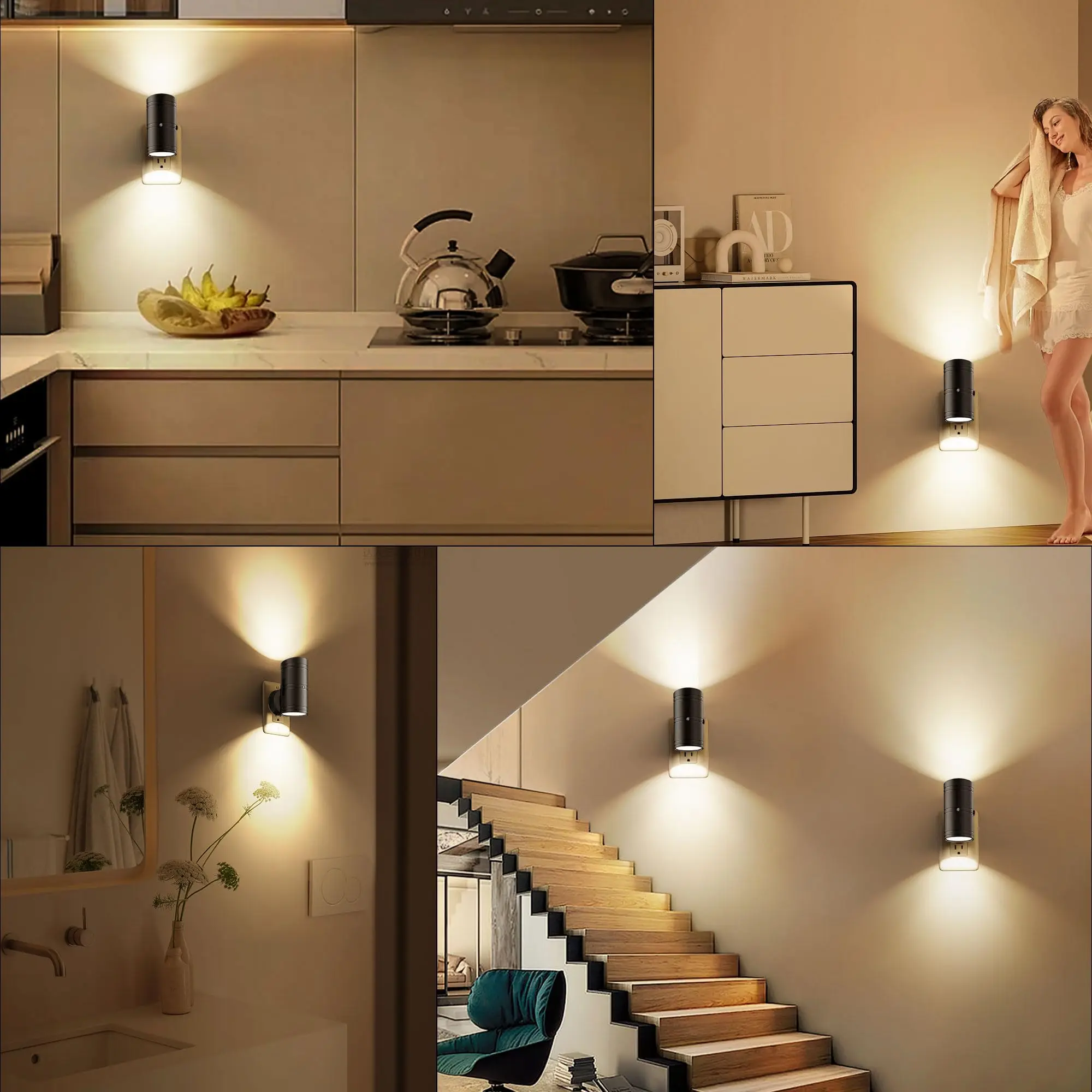 Plug In LED Night Light Dusk to Dawn Sensor Dimmable Hallway Bedroom Lamp - Image 6