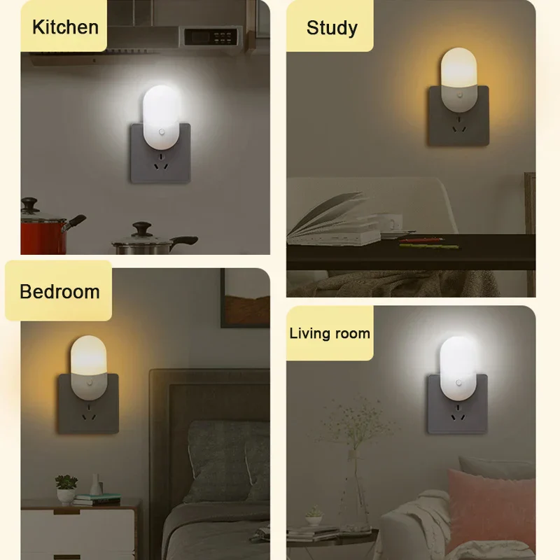 Plug In LED Night Light Eye Protection Bedside Lamp Baby Feeding Living Room - Image 6