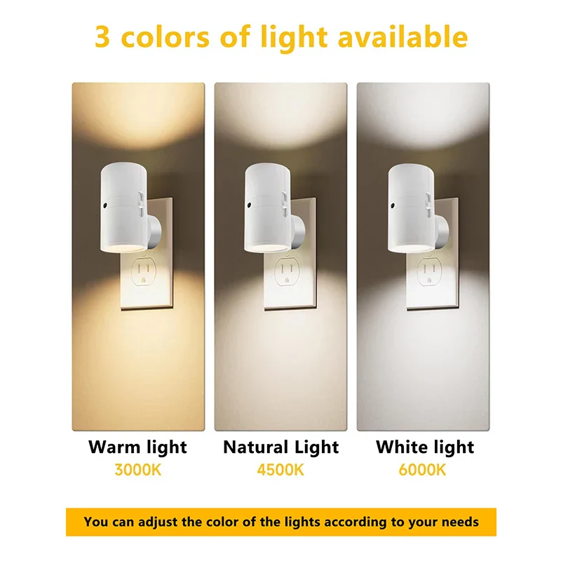 Plug In Night Light Dusk to Dawn Sensor Adjustable Brightness Stair Hallway - Image 3