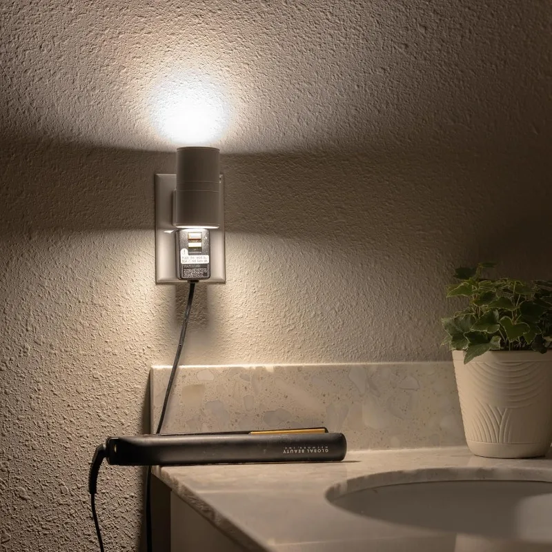 Plug In Night Light Dusk to Dawn Sensor Adjustable Brightness Stair Hallway - Image 6