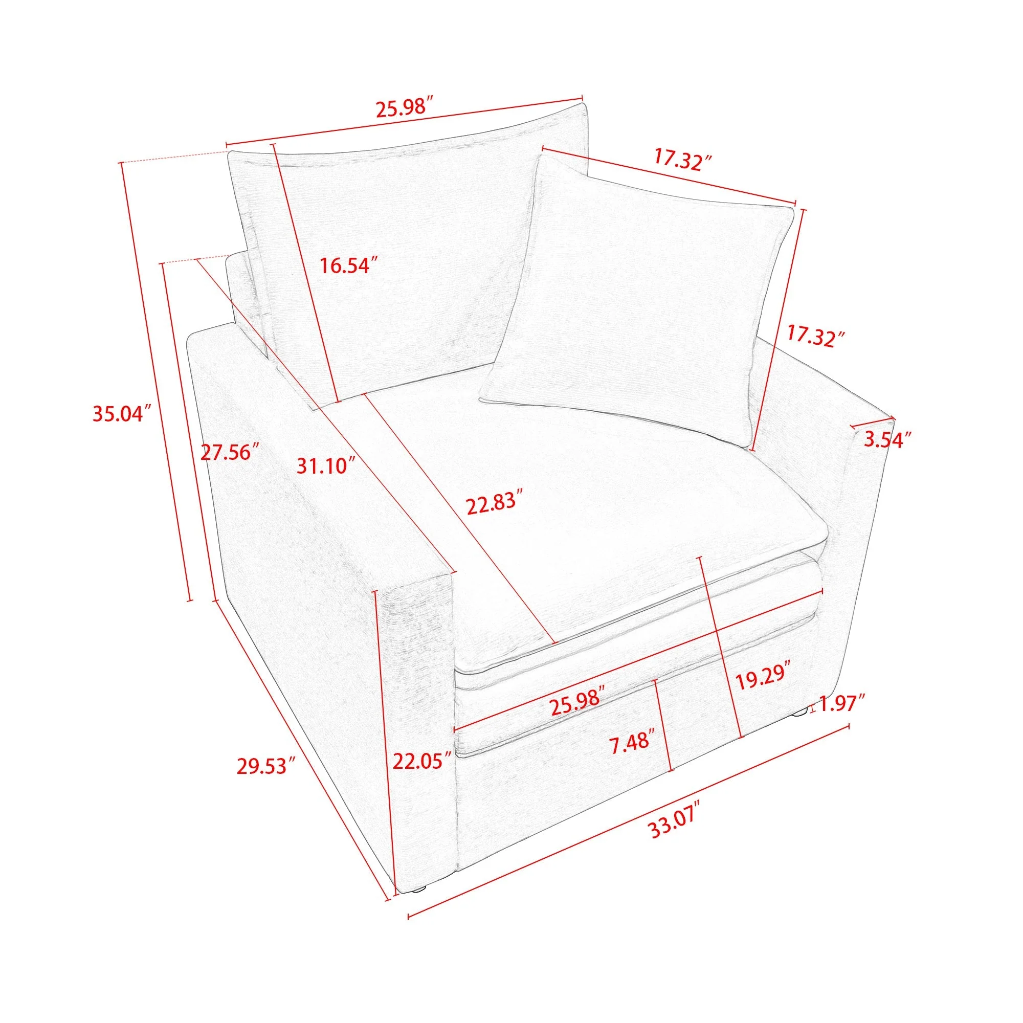 Plush Chenille Armchair with Deep Seating and Double-Layer Cushions - Image 14